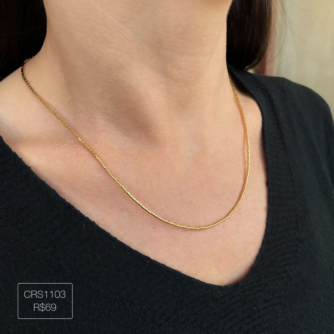 Colar Curto Canutilho Mon Amour Dourado